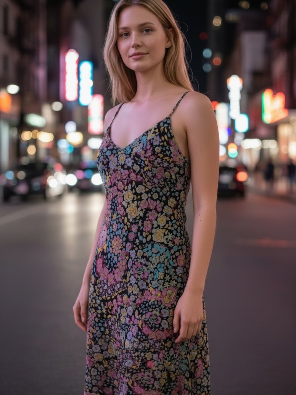 Chic Floral V-Neck Midi Dress